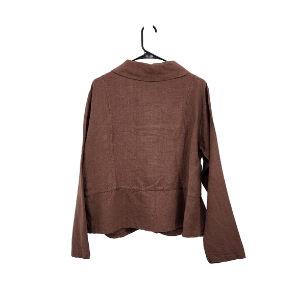 Krista Larson Women's Vintage 100% Linen Peplum Button Front Top - OS - Picture 6 of 7